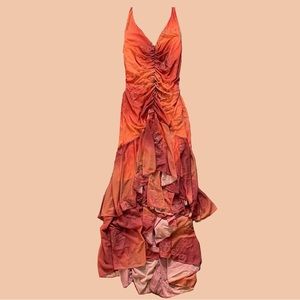 Vintage 90a prom dress orange glitter fairycore